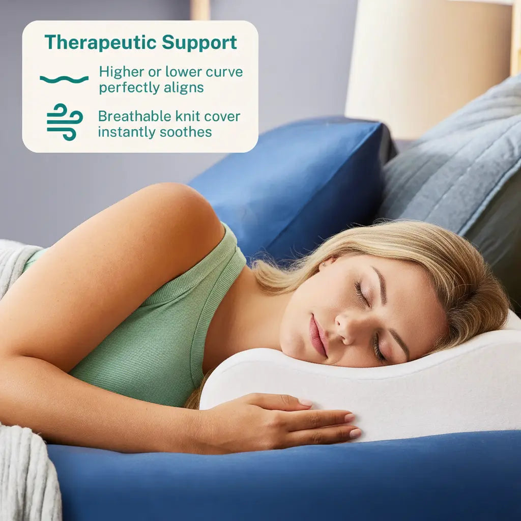 Contour Memory Foam Pillow with Dual Height Design | Two Heights, One Pillow | Bed Pillows