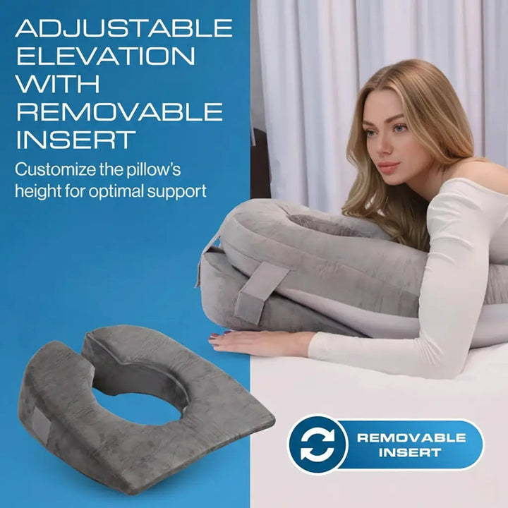 Face-Down Memory Foam Comfort Pillow with Warm and Cool Sides | Face-Down Rest with Open Space | Bed Pillows