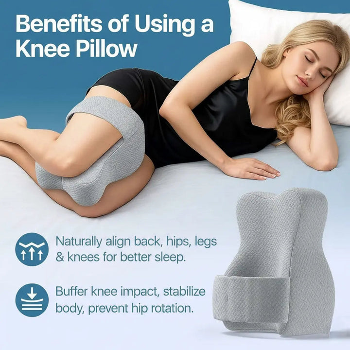 Memory Foam Knee Pillow with Adjustable Strap for Side Sleeping | Strapped Leg Support That Stays Put | Knee Pillows