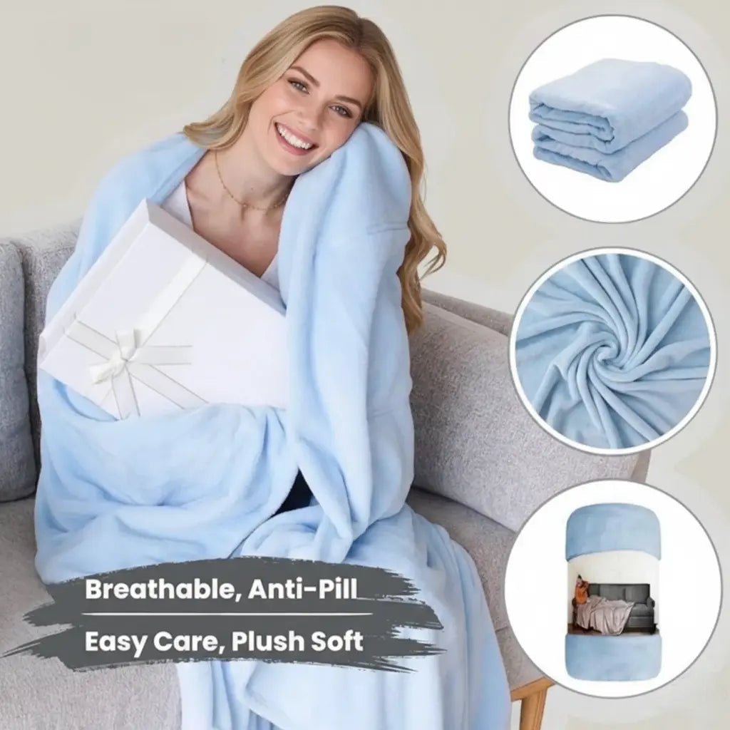 Soft Flannel Wearable Blanket with Knitted Texture for Home and Travel | Slip-On Warmth That Stays Put | Wearable Blankets