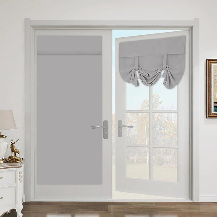 Thermal Insulated Blackout French Door Curtain, Tie Up Panel 66x173cm | Darkness and Privacy for Glass Doors | Door Curtains