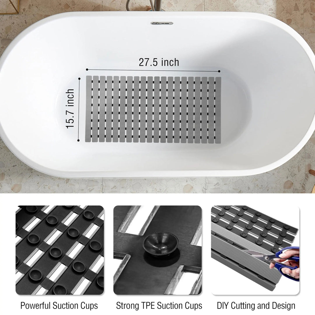 Non Slip Bathtub Mat with Suction Cups and Drain Holes, 40x63cm, BPA Free | Grippy Mat for Slick Showers | Bath Mats