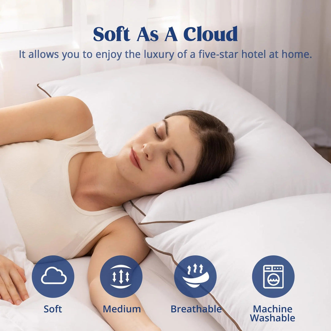 Luxury Goose Feather and Down Pillow with Hotel-Style Loft | Hotel-Style Down Comfort | Bed Pillows