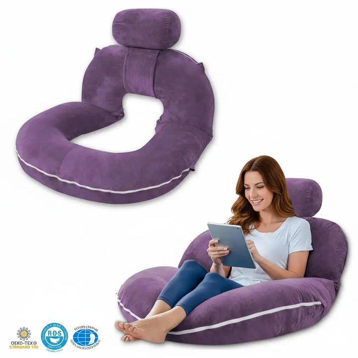 U-Shaped Folding Reading Pillow with Tencel Cover and Velvet Cover | Folding Support for Long Reads | Wedge Pillows