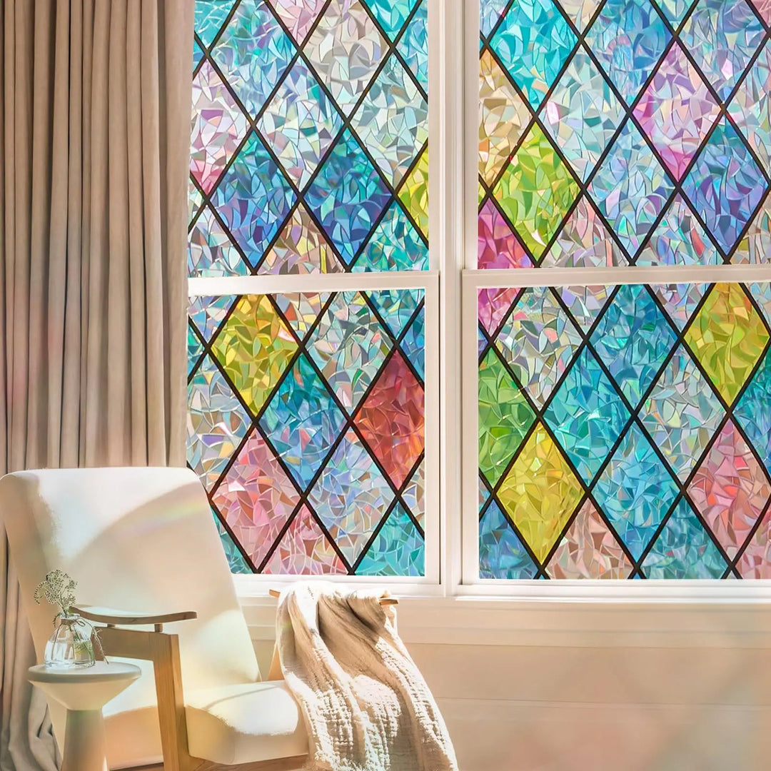 Rainbow Holographic Window Film with Static Cling, 60x100cm | Rainbow Light, Peel and Stick | Window Films