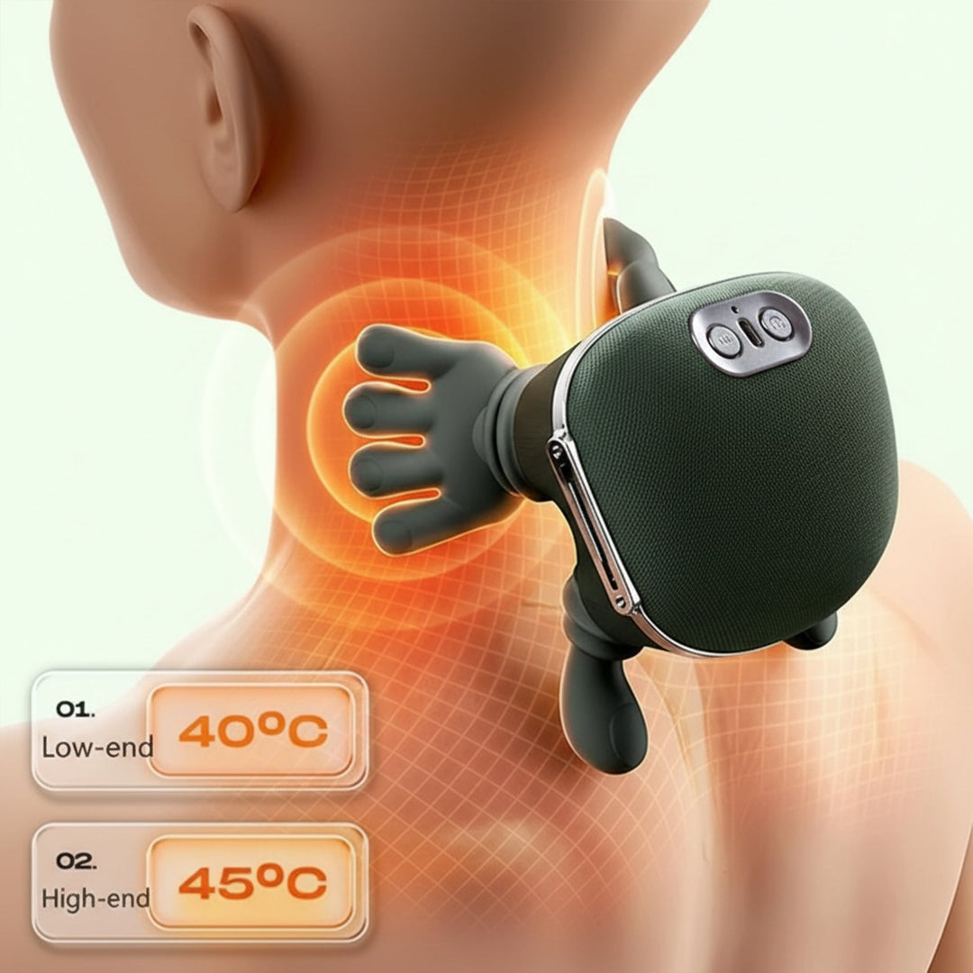 Cordless Heated Neck Massager with 4D Kneading for Neck and Shoulder Relaxation | Hands-Free Kneading With Heat | Massagers