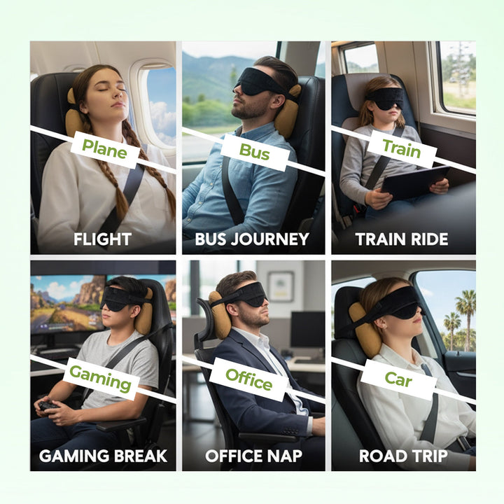 Easy Hold Travel Neck Pillow with Matching Sleep Mask for Flights and Road Trips | Neck Cushion and Mask for Journeys | Travel Pillows