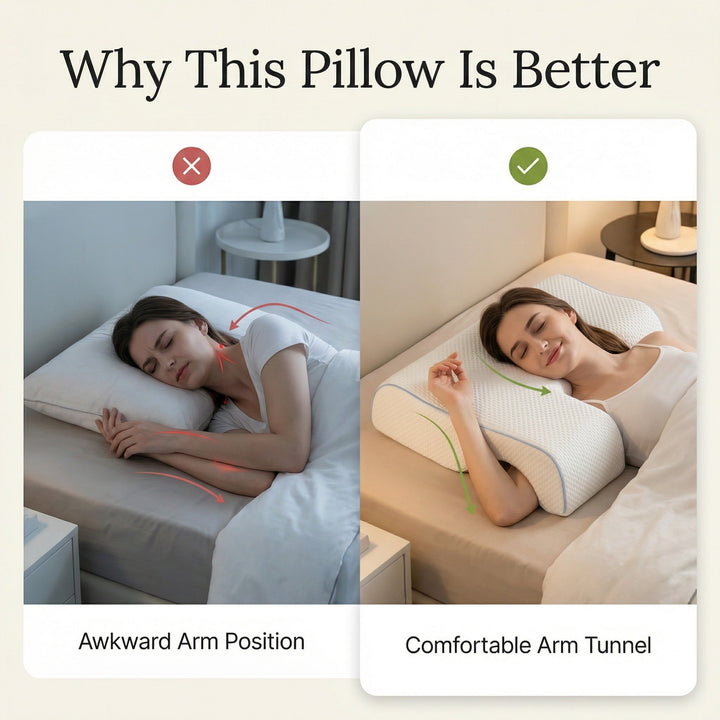 Shoulder Pillow with Arm Pocket and Gel-Infused Memory Foam | Side Sleeping Comfort for Your Arm | Bed Pillows
