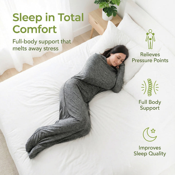 Wearable Hug Blanket with Hood and Gentle Compression Stretch | Wrap-Around Comfort, Lighter Than Weighted | Wearable Blankets