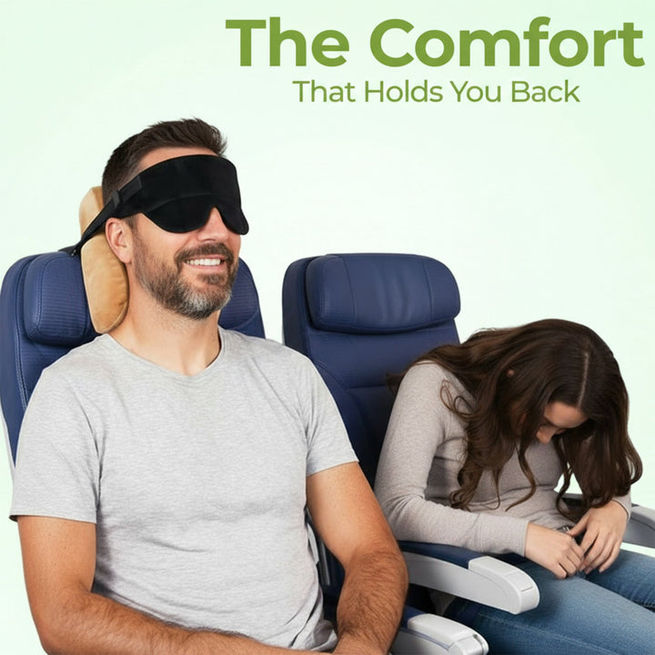 Easy Hold Travel Neck Pillow with Matching Sleep Mask for Flights and Road Trips | Neck Cushion and Mask for Journeys | Travel Pillows