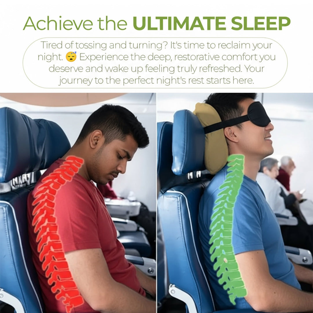 Easy Hold Travel Neck Pillow with Matching Sleep Mask for Flights and Road Trips | Neck Cushion and Mask for Journeys | Travel Pillows
