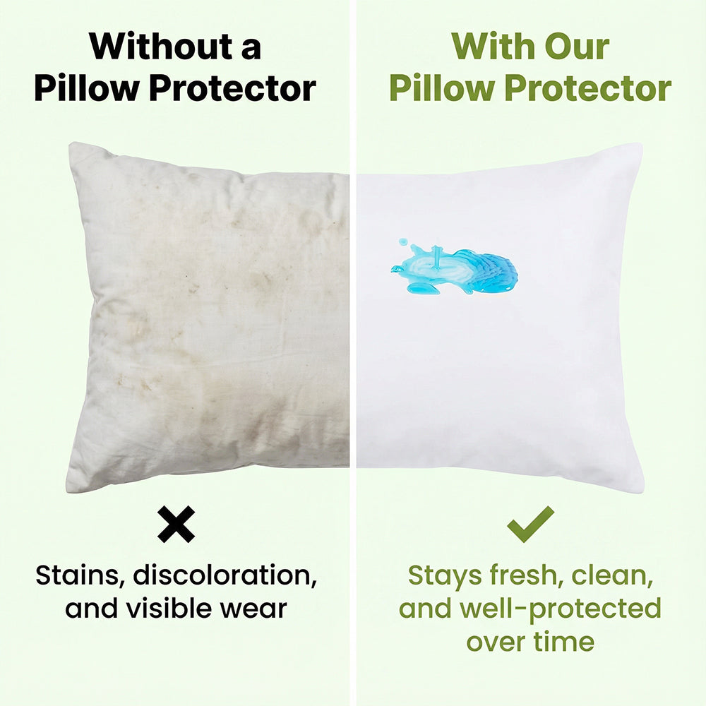 Zippered Waterproof Pillow Protector with Soft Quiet Fabric | Quiet Waterproof Protection for Pillows | Pillow Protectors