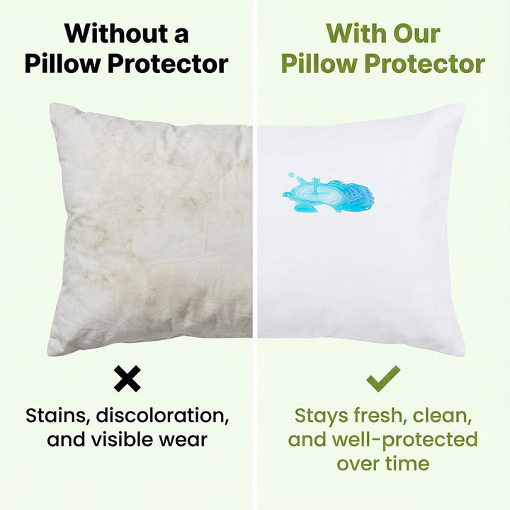 Zippered Waterproof Pillow Protector with Soft Quiet Fabric | Quiet Waterproof Protection for Pillows | Pillow Protectors