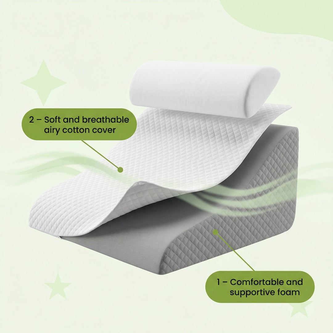 Cooling Wedge Pillow with Breathable Fabric for Sleeping, Reading and Lounging | Cool Incline for Relaxed Positions | Wedge Pillows