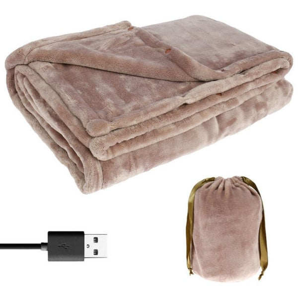 Cordless USB Heated Flannel Blanket, 63 x 33 in, for Bed, Home and Office | USB-Powered Heated Flannel Blanket | Heated Blankets
