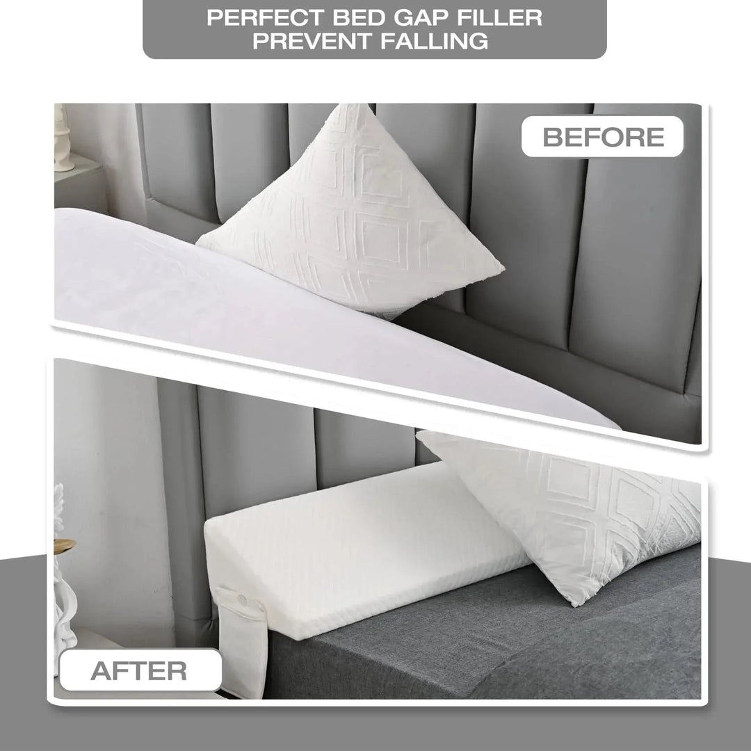 Bed Wedge Gap Filler Pillow with Silicone Grip and Pockets | Close the Bed Gap | Wedge Pillows
