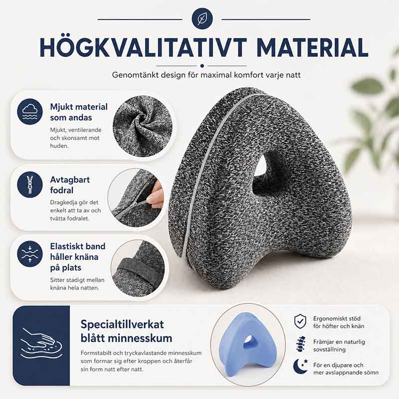 Memory Foam Knee Pillow for Side Sleepers with Elastic Strap and Washable Cover | Stay-Put Support Between the Knees | Knee Pillows