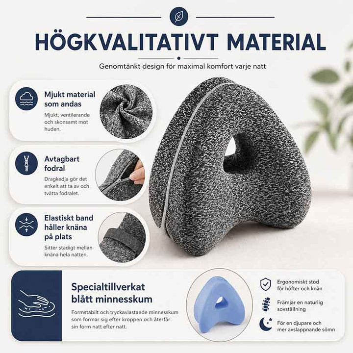 Memory Foam Knee Pillow for Side Sleepers with Elastic Strap and Washable Cover | Stay-Put Support Between the Knees | Knee Pillows