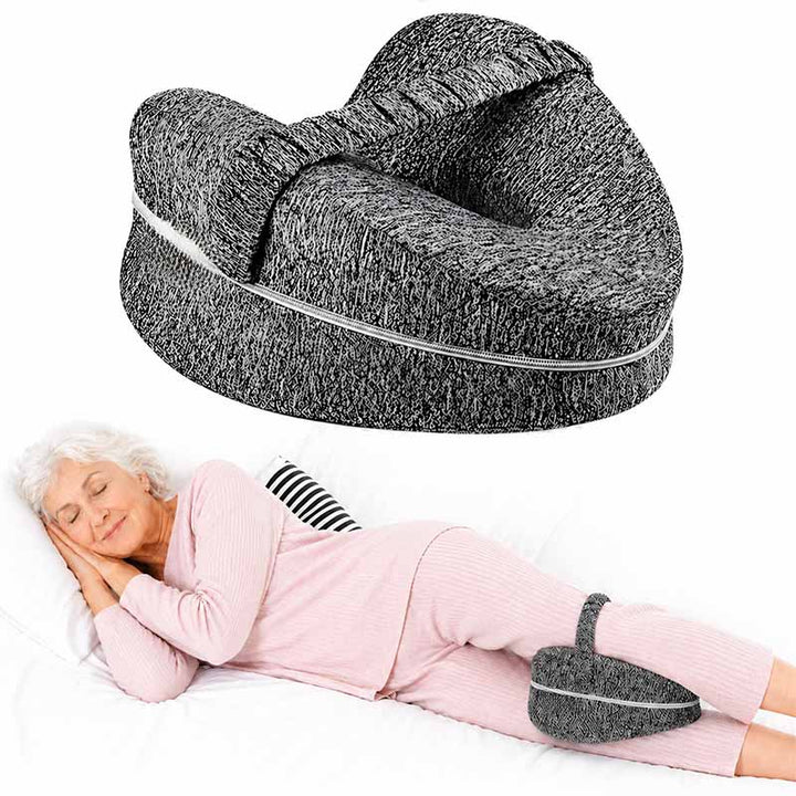 Memory Foam Knee Pillow for Side Sleepers with Elastic Strap and Washable Cover | Stay-Put Support Between the Knees | Knee Pillows