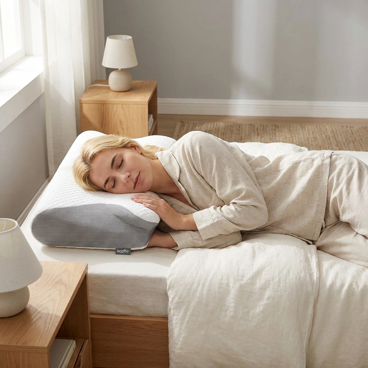 2-in-1 Cervical Pillow with Contour Side and Hollow Armrest Side | Two Pillows in One for Side Sleepers | Bed Pillows
