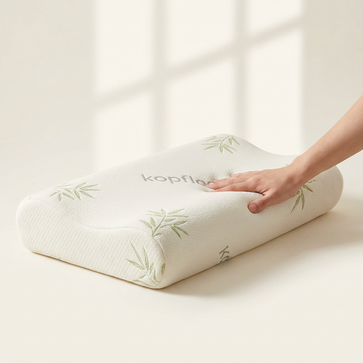 Contoured Orthopaedic Memory Foam Pillow with Breathable Bamboo Cover | Bamboo-Cover Comfort for Back Sleepers | Bed Pillows