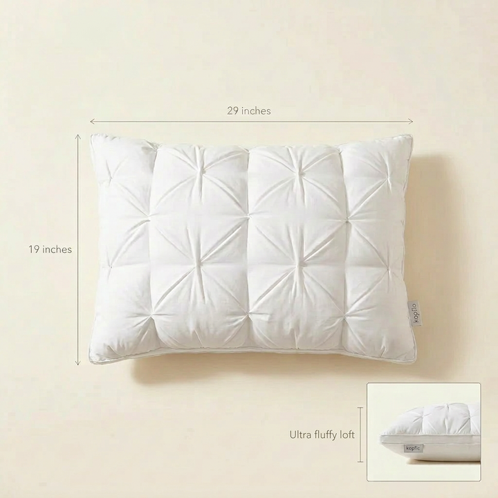 Plush Fibre-Filled Quilted Cloud Pillow for Hotel-Style Comfort | Quilted Cloud Softness, Hotel Feel | Bed Pillows