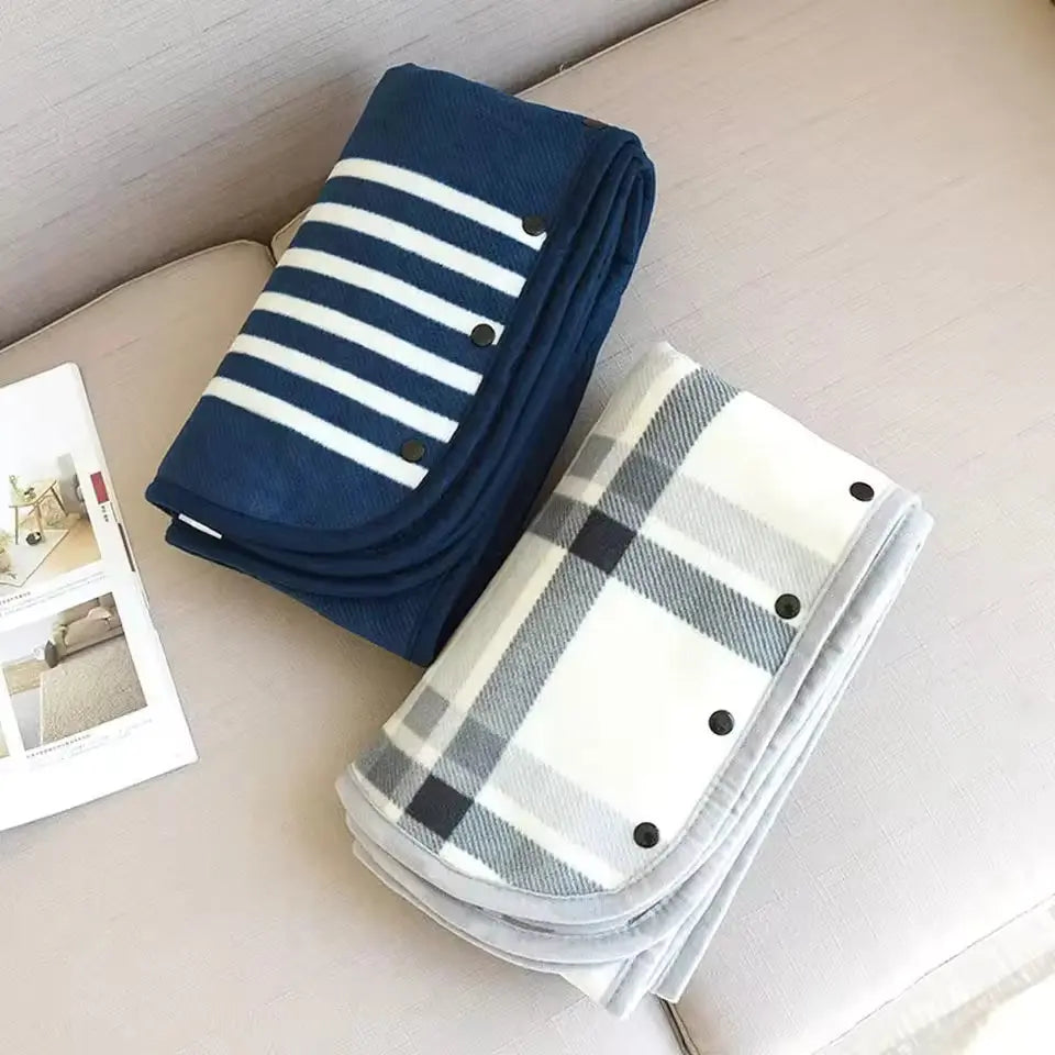 Wearable Plaid Fleece Blanket with Snap Closures | Wear It Without It Slipping | Wearable Blankets
