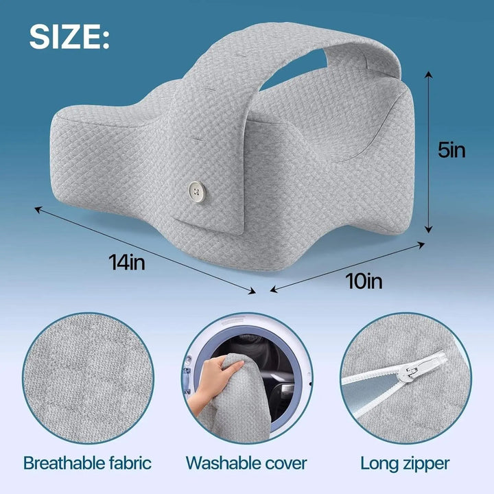 Memory Foam Knee Pillow with Adjustable Strap for Side Sleeping | Strapped Leg Support That Stays Put | Knee Pillows