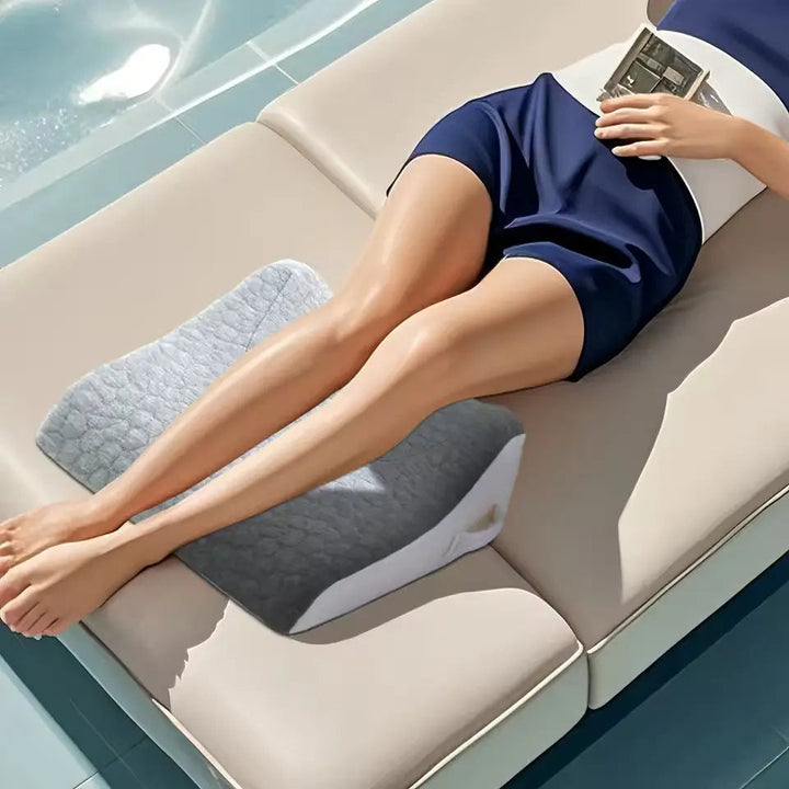 Memory Foam Leg Elevation Pillow with Cooling Cover and Handles | Contoured Leg Rest | Leg Pillows