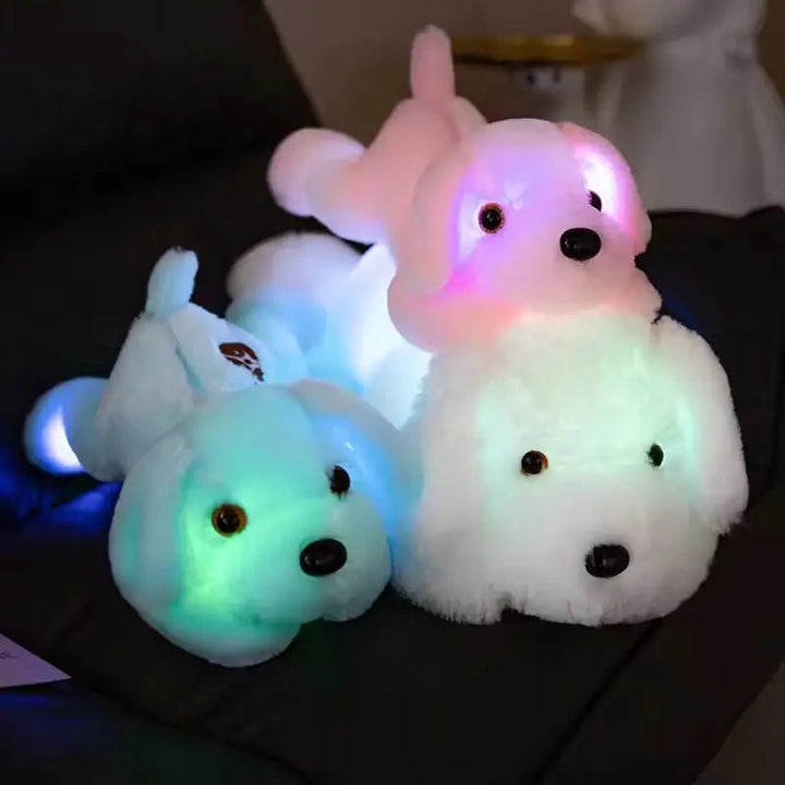 Luminous Dog Plush Pillow with Multicolour LED Glow, 13in or 20in | Light-Up Puppy Plush | Plush Pillows