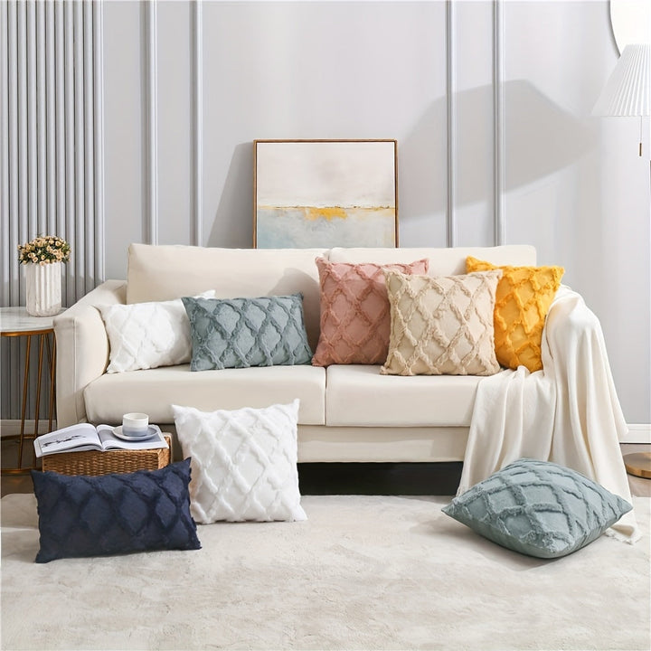 Boho Velvet Cushion Cover with Geometric Pattern in Six Colours | Velvet Cushion Cover With Boho Geometry | Cushion Covers