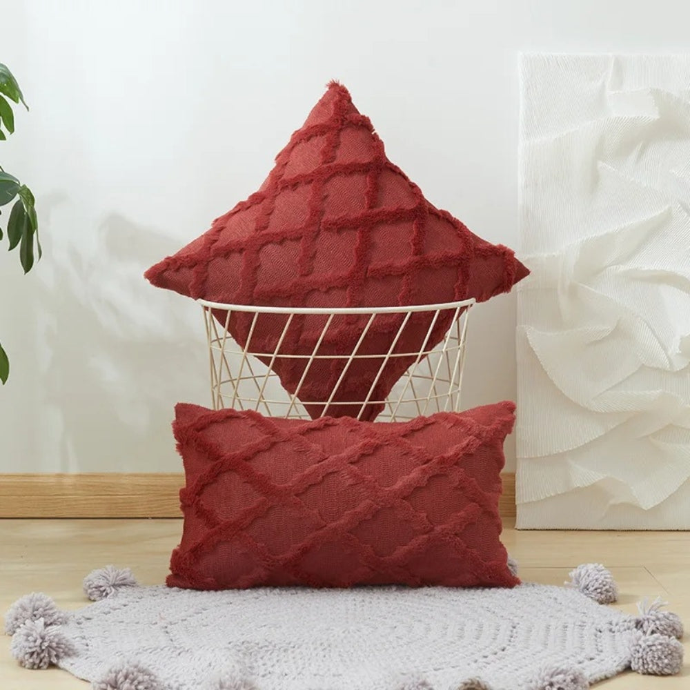 Boho Velvet Cushion Cover with Geometric Pattern in Six Colours | Velvet Cushion Cover With Boho Geometry | Cushion Covers