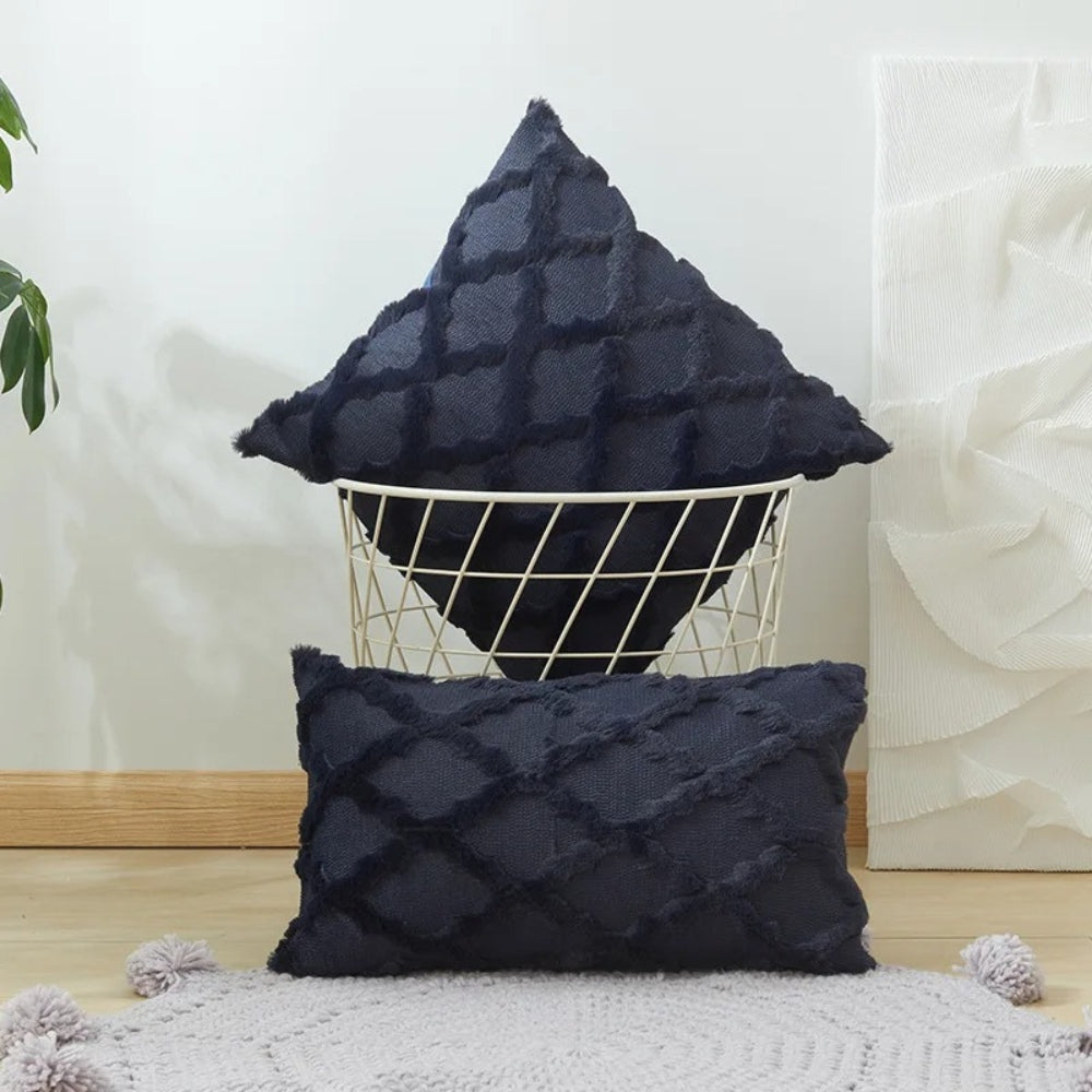 Boho Velvet Cushion Cover with Geometric Pattern in Six Colours | Velvet Cushion Cover With Boho Geometry | Cushion Covers