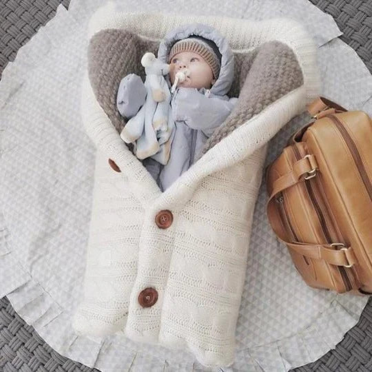 Swedish Fleece Knitted Linen Baby Blanket and Swaddle Wrap | Snug Warmth for Newborns | Baby Blankets