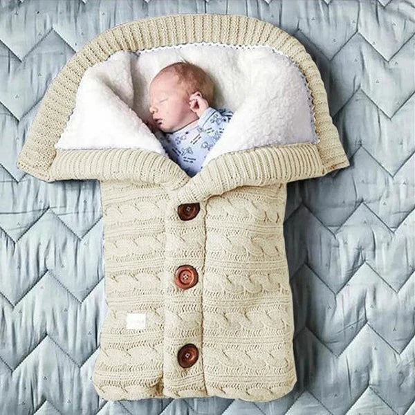Swedish Fleece Knitted Linen Baby Blanket and Swaddle Wrap | Snug Warmth for Newborns | Baby Blankets
