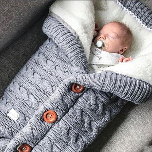 Swedish Fleece Knitted Linen Baby Blanket and Swaddle Wrap | Snug Warmth for Newborns | Baby Blankets