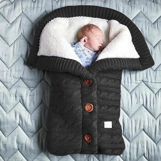 Swedish Fleece Lined Knitted Linen Baby Blanket, Lightweight and Portable | Soft Warmth for Little Ones | Baby Blankets