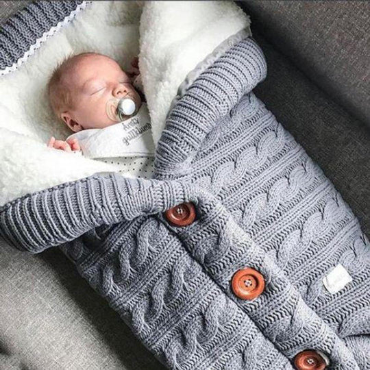 Swedish Fleece Lined Knitted Linen Baby Blanket, Lightweight and Portable | Soft Warmth for Little Ones | Baby Blankets