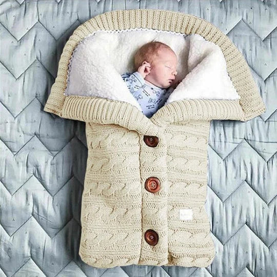 Swedish Fleece Lined Knitted Linen Baby Blanket, Lightweight and Portable | Soft Warmth for Little Ones | Baby Blankets