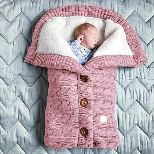 Swedish Fleece Lined Knitted Linen Baby Blanket, Lightweight and Portable | Soft Warmth for Little Ones | Baby Blankets