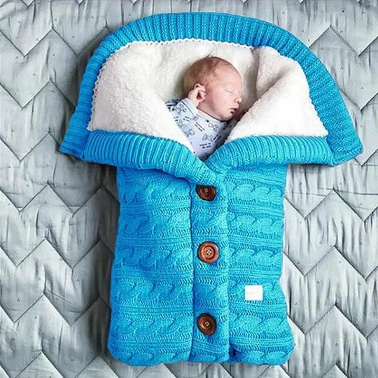 Swedish Fleece Lined Knitted Linen Baby Blanket, Lightweight and Portable | Soft Warmth for Little Ones | Baby Blankets