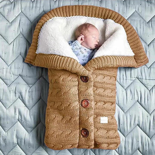 Swedish Fleece Lined Knitted Linen Baby Blanket, Lightweight and Portable | Soft Warmth for Little Ones | Baby Blankets