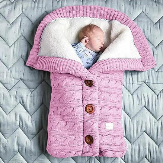 Swedish Fleece Lined Knitted Linen Baby Blanket, Lightweight and Portable | Soft Warmth for Little Ones | Baby Blankets