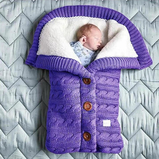 Swedish Fleece Lined Knitted Linen Baby Blanket, Lightweight and Portable | Soft Warmth for Little Ones | Baby Blankets