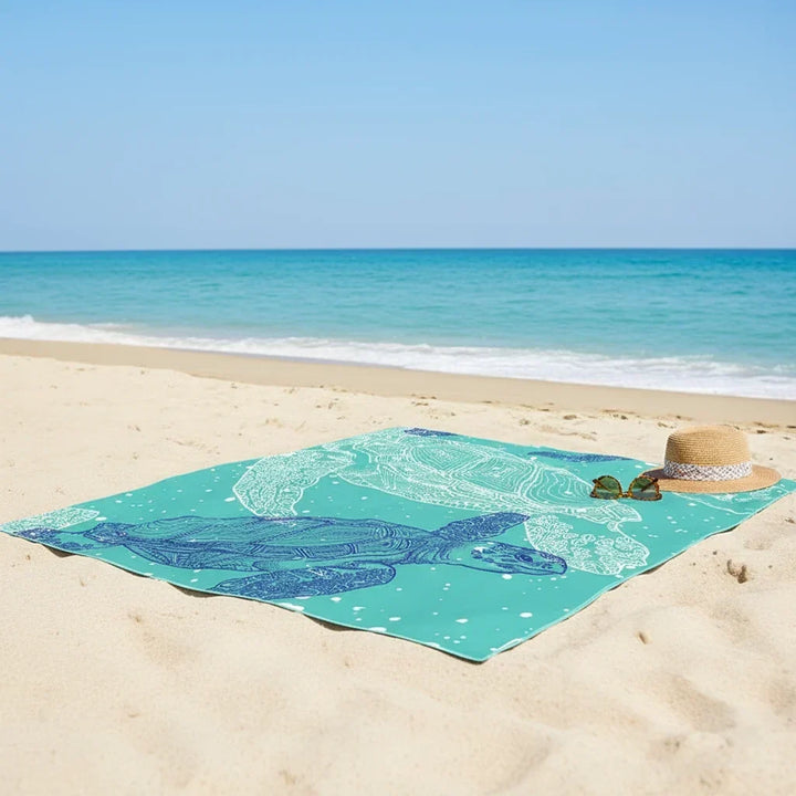 Sandproof Quick-Dry Beach Blanket with Corner Loops, Lightweight Day-Bag Size | Sand Falls Through, Not Onto You | Beach Blankets