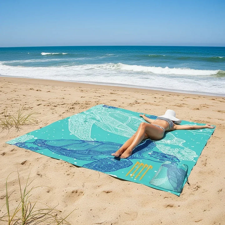 Sandproof Quick-Dry Beach Blanket with Corner Loops, Lightweight Day-Bag Size | Sand Falls Through, Not Onto You | Beach Blankets