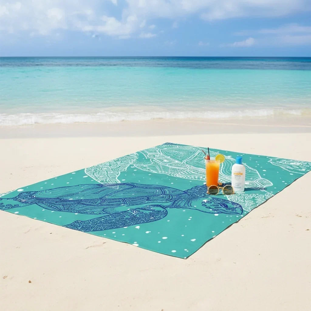 Sandproof Quick-Dry Beach Blanket with Corner Loops, Lightweight Day-Bag Size | Sand Falls Through, Not Onto You | Beach Blankets