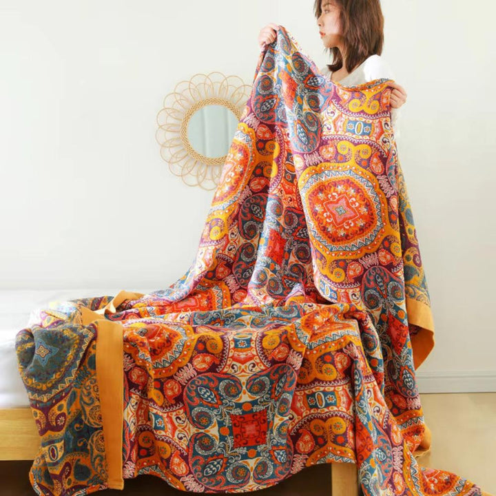 Reversible Cooling Blanket with Boho Print, Machine Washable | Two Sides, Cooler Nights | Cooling Blankets