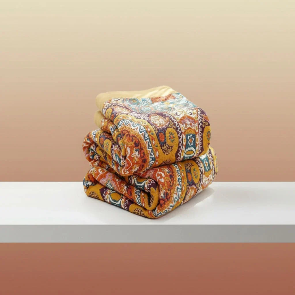 Reversible Cooling Blanket with Boho Print, Machine Washable | Two Sides, Cooler Nights | Cooling Blankets