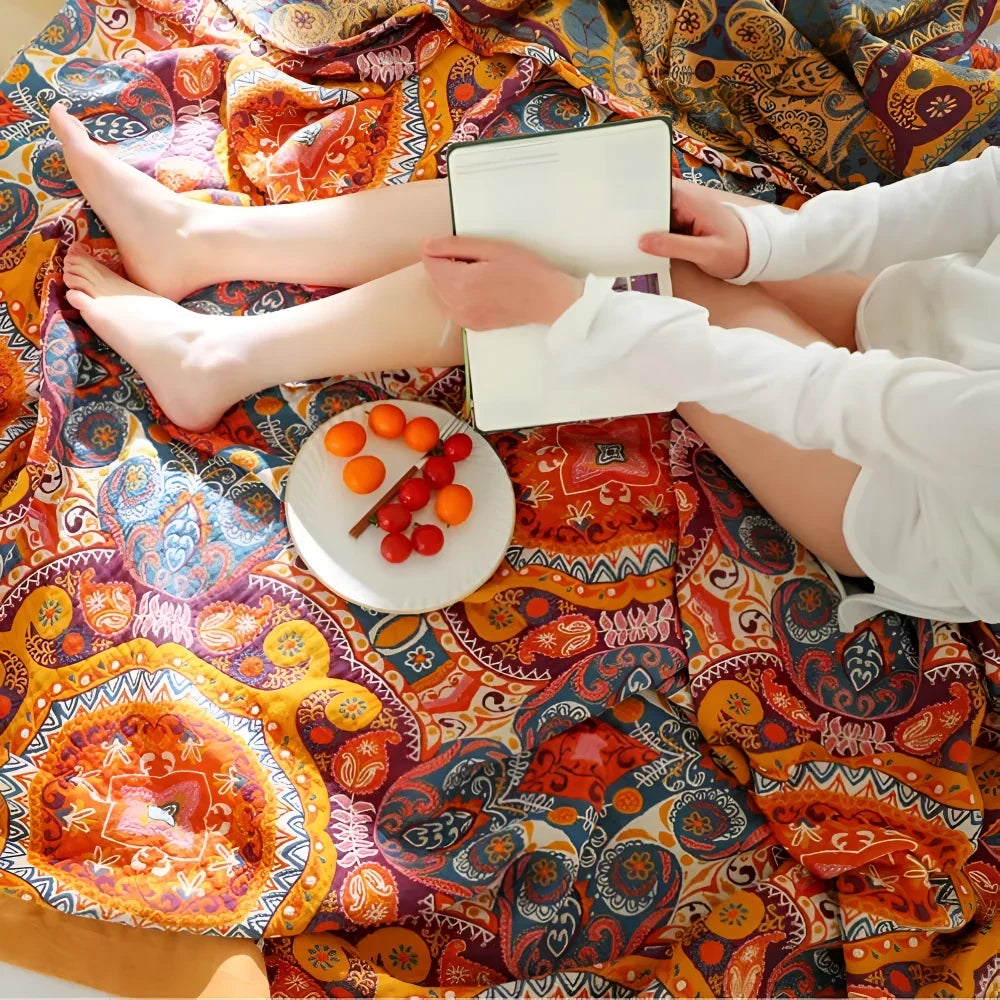 Reversible Cooling Blanket with Boho Print, Machine Washable | Two Sides, Cooler Nights | Cooling Blankets